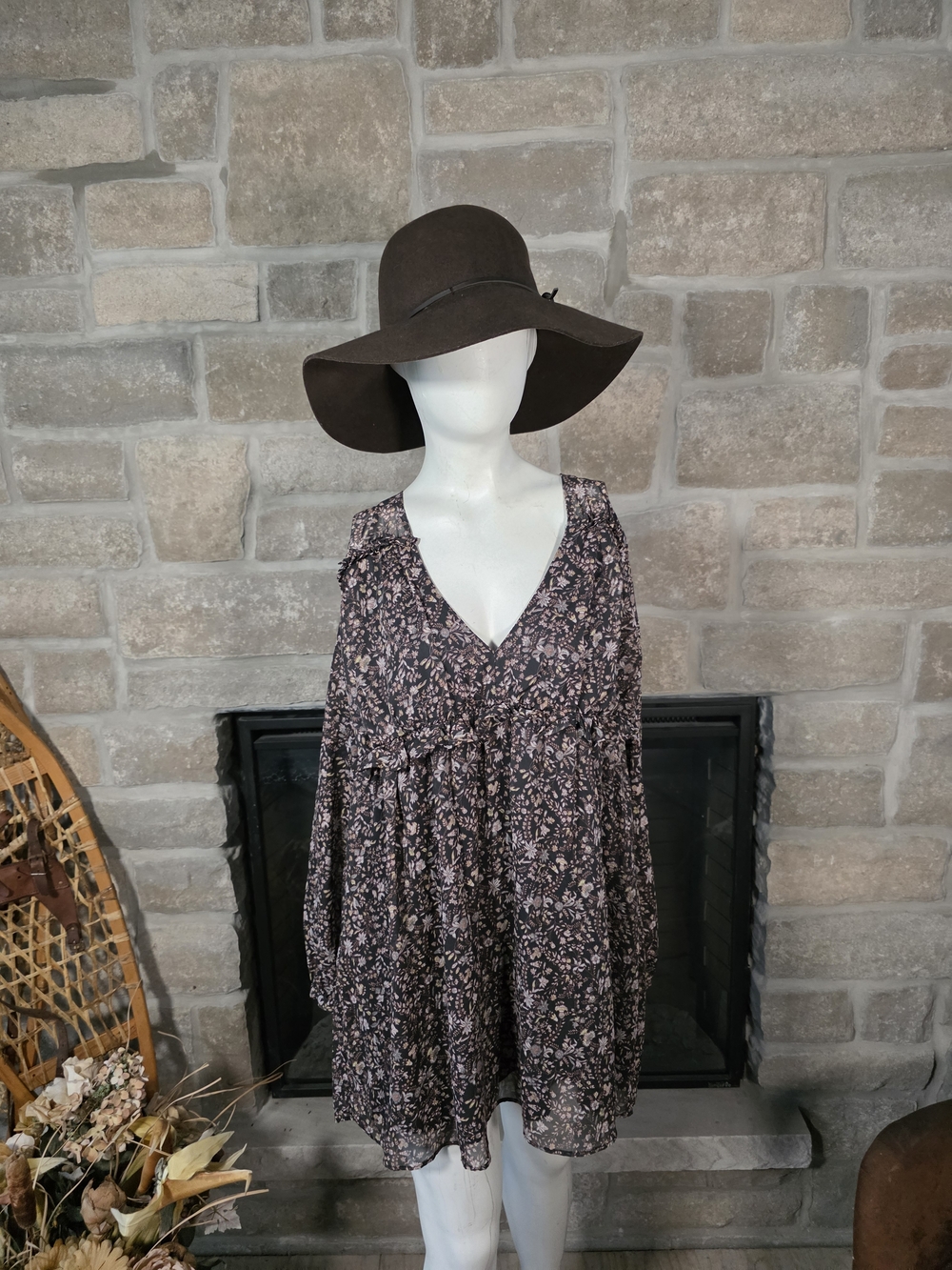 Zara Brown Floral Mini Dress